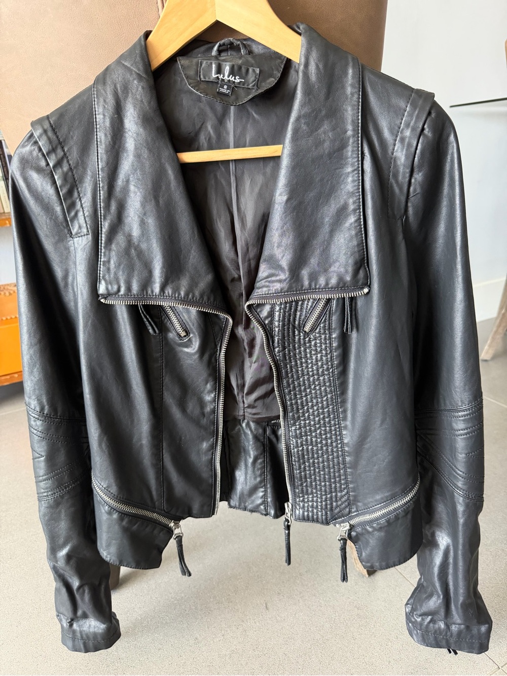 Lulu's Black Quilted Leather Moto Jacket
